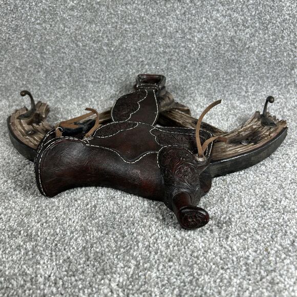 Western Wagon Wheel Horse Saddle Decor Coat Hat Rack with Hooks 14" Wide Heavy - Picture 12 of 12